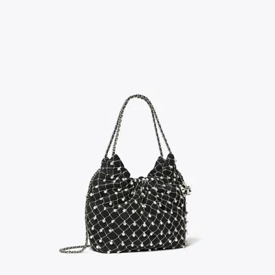 Tory Burch Mini Fleming Bell Hobo Bag In Black