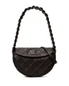 Tory Burch Fleming Soft Leather Shoulder Bag In Black/silver