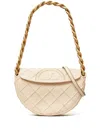 Tory Burch Mini Fleming Crescent Leather Bag In Neutrals