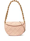 Tory Burch Mini Fleming Soft Grain Crescent Shoulder Bag In Pink