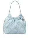 Tory Burch Mini Fleming Denim Cross Body Bag In Blue