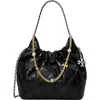 Tory Burch Mini Fleming Distressed Leather Hobo Bag In Pink