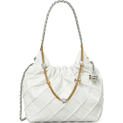 TORY BURCH TORY BURCH MINI FLEMING DISTRESSED LEATHER HOBO BAG