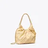 Tory Burch Mini Fleming Quilted Leather Hobo Bag In Vanilla Soft Serve
