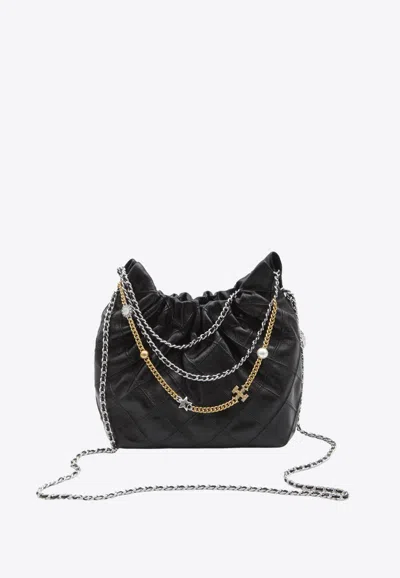 Tory Burch Mini Fleming Drawstring Shoulder Bag In Black