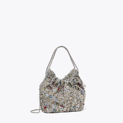 Tory Burch Mini Fleming Embellished Hobo Bag In Multi