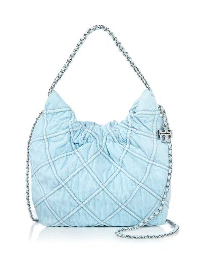 Tory Burch Mini Fleming Hobo Bag In Blue