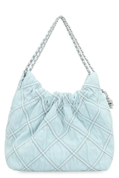 Tory Burch Denim Mini Fleming Handbag In Blue