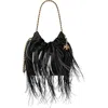 Tory Burch Mini Fleming Feather Drawstring Bag In Black