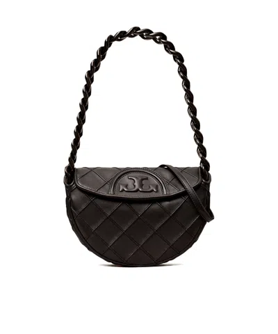 Tory Burch Mini Fleming Leather Tote Bag In Black