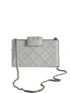 Tory Burch Mini Fleming Quilted Chain Cross Body Bag In White