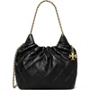 Tory Burch Mini Fleming Quilted Leather Hobo Bag In Black