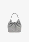 Tory Burch Mini Fleming Quilted Leather Hobo Bag In Gray