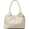 Tory Burch Mini Fleming Quilted Leather Hobo Bag In Neutral