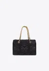 Tory Burch Mini Fleming Soft Leather Top Handle Bag In Black