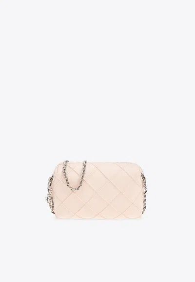 Tory Burch Mini Fleming Quilted Leather Shoulder Bag In Pink