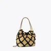Tory Burch Mini Fleming Shearling Hobo Bag In Brown
