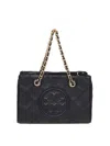 Tory Burch Mini Fleming Soft Leather Top Handle Bag In Black