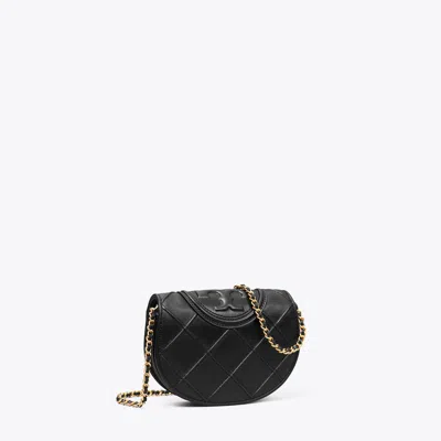 Tory Burch Mini Fleming Soft Chain Wallet In Black