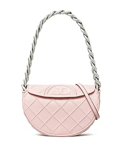 Tory Burch Mini Fleming Soft Crescent Shoulder Bag In Cotton Candy