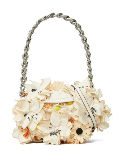 Tory Burch Mini Fleming Crescent Shoulder Bag In Neutrals