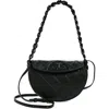 Tory Burch Mini Fleming Soft Crescent Shoulder Bag In Black