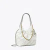 Tory Burch Mini Fleming Soft Distressed Drawstring Bag In Blanc