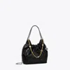 Tory Burch Mini Fleming Soft Distressed Hobo Bag In Black