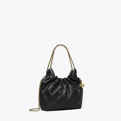 Tory Burch Mini Fleming Soft Hobo Bag In Black