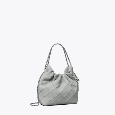 Tory Burch Mini Fleming Soft Hobo Bag In Gray