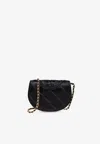 Tory Burch Mini Fleming Soft Leather Chain Wallet In Black
