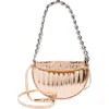 Tory Burch Mini Fleming Soft Metallic Crescent Shoulder Bag In Rose Gold
