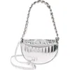 Tory Burch Mini Fleming Soft Crescent Bag In Silver