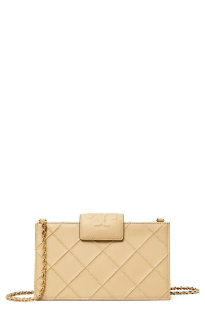 Tory Burch Mini Fleming Soft Quilted Leather Wallet On A Chain In Neutral