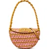 Tory Burch Mini Fleming Soft Raffia Crochet Crescent Shoulder Bag