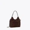 Tory Burch Mini Fleming Soft Suede Hobo Bag In Black