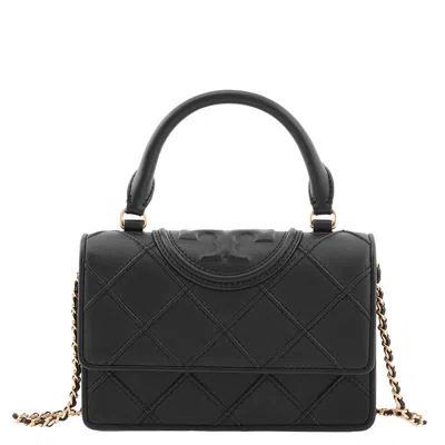 Tory Burch Mini Fleming Soft Top-handle Chain Wallet In Black