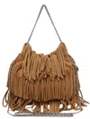 Tory Burch Mini Fleming Suede Fringed Shoulder Bag In Brown