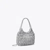 Tory Burch Mini Fleming Woven Hobo Bag In Silver