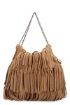 Tory Burch Fleming Small Brown Shoulder Bag With Chain Strap And Fringe Design In Suede Woman In Brown