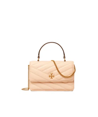 Tory Burch Mini Kira Chevron Top Handle Chain Wallet In Apricot