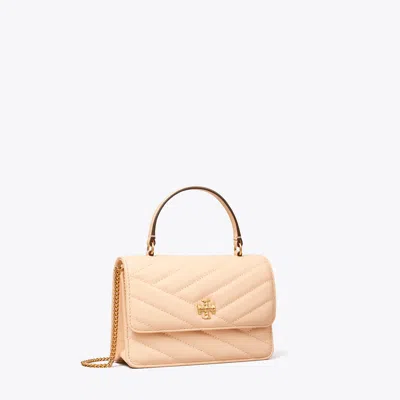 Tory Burch Mini Kira Chevron Top Handle Chain Wallet In Coy Pink