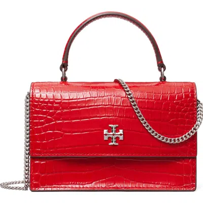 TORY BURCH TORY BURCH MINI KIRA CROC EMBOSSED LEATHER TOP HANDLE BAG