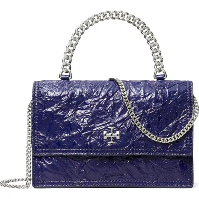 Tory Burch Mini Kira Deconstructed Leather Top Handle Bag In Blue