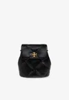 Tory Burch Mini Kira Diamond Backpack In Black Leather In Black