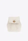 Tory Burch Small Kira Diamond Quilted Leather Backpack In White