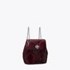 Tory Burch Kira Distressed Diamond Quilted Leather Backpack In Red