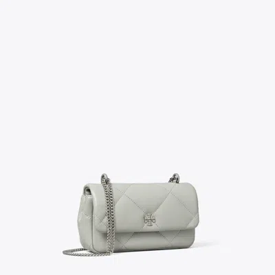 Tory Burch Mini Kira Diamond Quilt Flap Bag In Gray