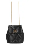 Tory Burch Kira Black Backpack With Metallic Logo Plate On The Front In Quilted Leather Woman In Black