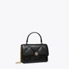 Tory Burch Mini Kira Diamond Quilt Pavé Logo Top-handle Crossbody In Black